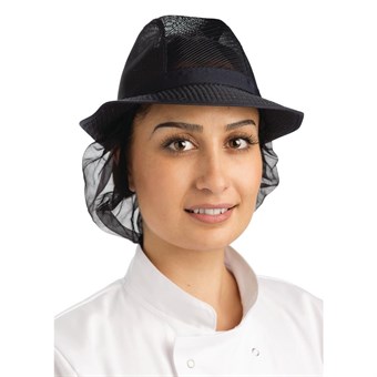 Chapeau Trilby bleu marine avec résille
