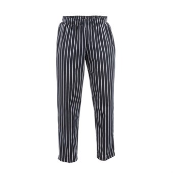 Pantalon de cuisine mixte Baggy Chef Works rayé noir et blanc