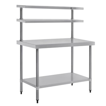 Tables inox avec 2 étagères supérieures Vogue