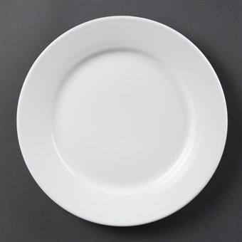 Assiettes à bord large blanches Olympia 250mm (Lot de 12)