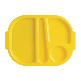 Petits plateaux repas à compartiments en polypropylène Olympia Kristallon jaunes 321mm (Box 10)