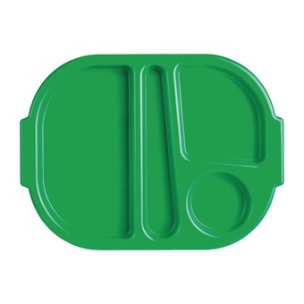Petits plateaux repas à compartiments en polypropylène Olympia Kristallon verts 321mm (Box 10)