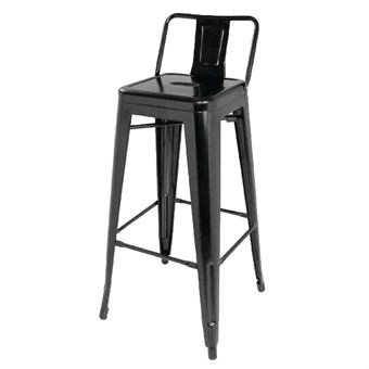 Tabourets hauts en acier noir avec dossier Bolero Bistro (lot de 4)