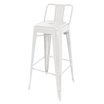 Tabouret haut Bolero Bistro en acier avec dossier blanc (lot de 4)
