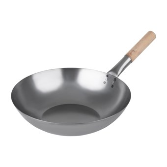 Wok en acier doux Vogue 35,6 cm