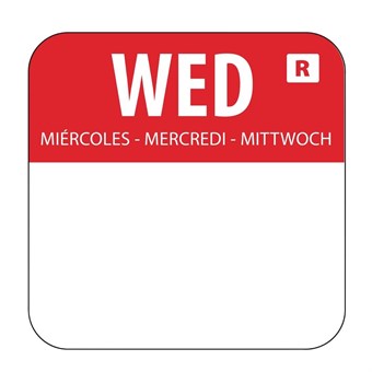 Etiquettes alimentaires code couleur rouge Hygiplas mercredi 24mm (Lot de 1000)