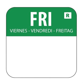 Etiquettes alimentaires code couleur vert Hygiplas vendredi 24mm (Lot de 1000)
