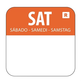 Etiquettes alimentaires code couleur orange Hygiplas samedi 24mm (Lot de 1000)