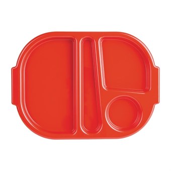 Grands plateaux repas à compartiments en polypropylène Olympia Kristallon rouges 375mm (Box 10)