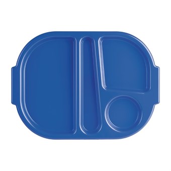 Grands plateaux repas à compartiments en polypropylène Olympia Kristallon bleus 375mm (Box 10)