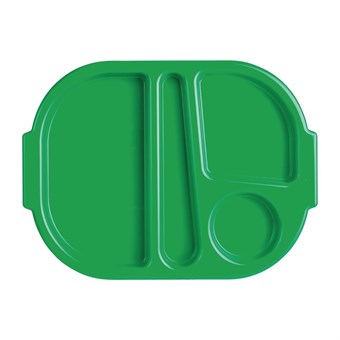 Grands plateaux repas à compartiments en polypropylène Olympia Kristallon verts 375mm (Box 10)