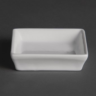 Mini plats carrés blancs Olympia 80mm (Lot de 12)