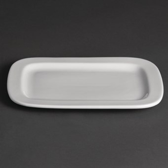 Assiettes rectangulaires arrondies Olympia Whiteware 230mm (lot de 12)