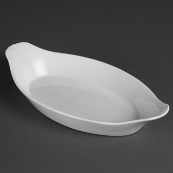 Plats ovales à oreilles blancs Olympia 290 x 166mm (Lot de 6)