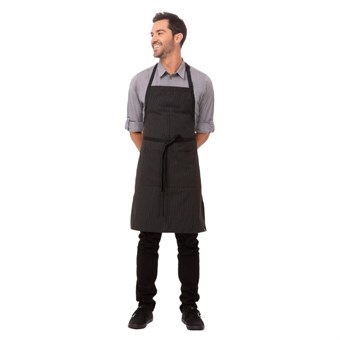 Tablier bavette Chef Works finement rayé
