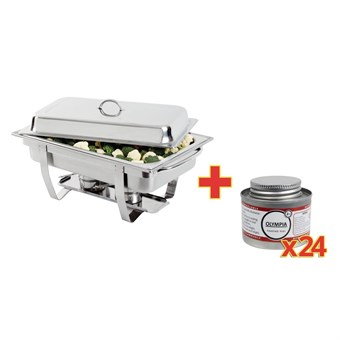 Offre spéciale : chafing dish Milan et 24 combustibles liquides Olympia