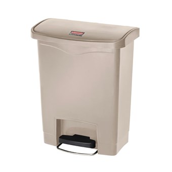 Poubelle à pédale frontale Rubbermaid Slim Jim beige 30L