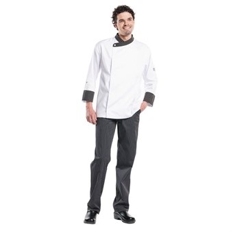 Pantalon de cuisine Chaud Devant Ligne Noir rayé noir et blanc