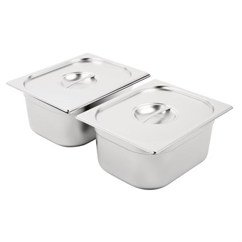 Ensemble de bacs GN 2 x 1/2 en inox avec couvercles Vogue