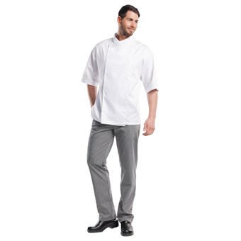 Pantalon de cuisine Chaud Devant Grigio rayé gris et noir