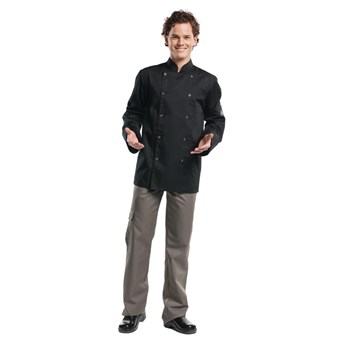 Veste de cuisine mixte Chaud Devant Hilton Poco manches longues noire XXL