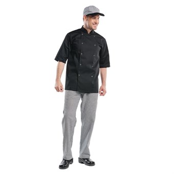 Veste de cuisine mixte Chaud Devant Hilton Poco manches courtes noire