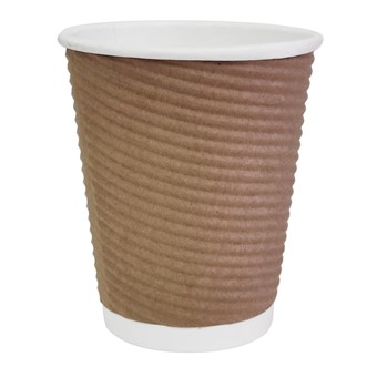 Gobelets boissons chaudes paroi isolante ondulée Fiesta Recyclable marron clair 227ml (lot de 500)