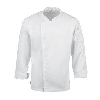 Veste de cuisine mixte légère à fermeture éclair Hartford Chef Works Urban blanche S