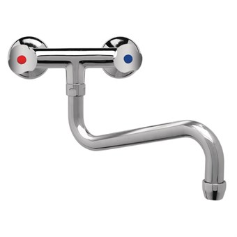 Robinets mélangeur bi-trou modèle lourd 3/4" fixation murale col bas