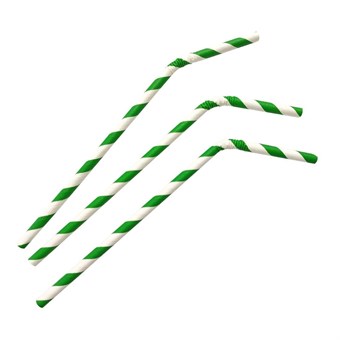Pailles en papier flexibles Recyclables Fiesta Recyclable rayures vertes (lot de 250)