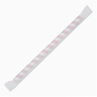 Pailles à smoothie compostables en papier emballées individuellement Fiesta Compostable à rayures rouges (lot de 250)