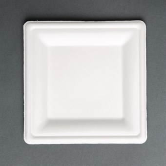 Assiettes carrées compostables en bagasse Fiesta Green (lot de 50)