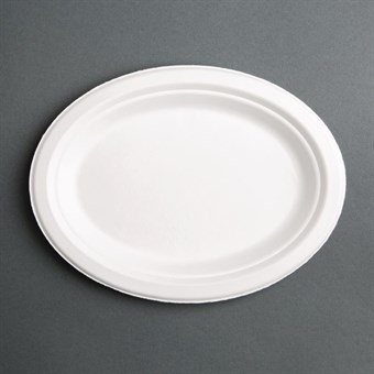 Assiettes ovales compostables en bagasse Fiesta Green (lot de 50)