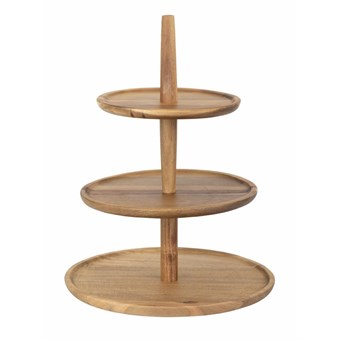 Présentoir en acacia 3 niveaux Olympia 305(Ø) x 395(H)mm