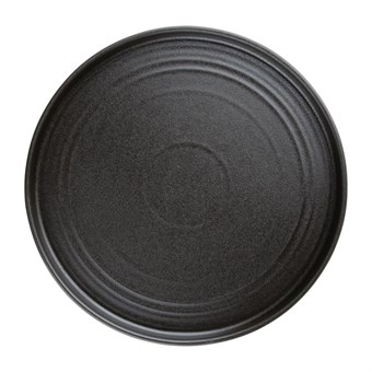 Assiettes plates rondes texturées Olympia Cavolo noires 270mm (lot de 4)