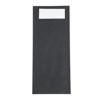 Pochettes à couverts noires avec serviette blanches Europochette (lot de 500)