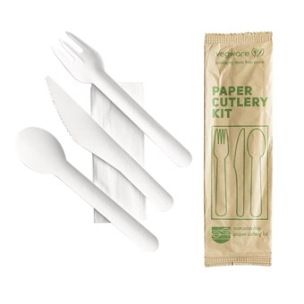 Set de couverts en papier compostables Vegware 4 en1