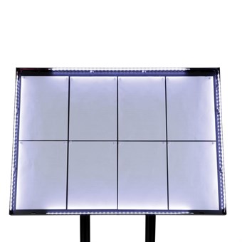 Porte-menu à LED blanches en acier noir Securit 8xA4 avec poteau et socle