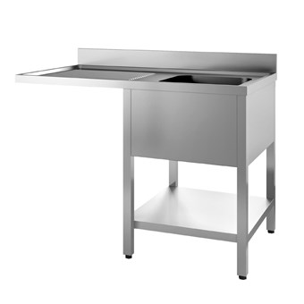 Plonge avec dosseret 1 bac et sous-tablette à droite et 1 égouttoir et espace LV à gauche Gastro M 1200x700x850mm