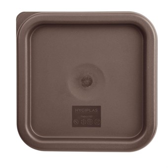 Couvercle carré en polyéthylène pour boîte alimentaire Hygiplas marron