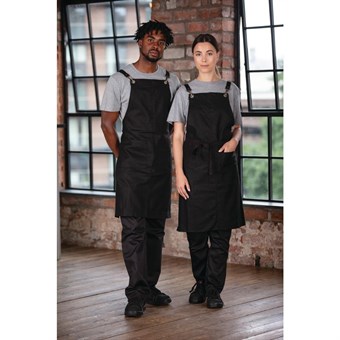 Tablier bavette en mélange de lin Southside noir