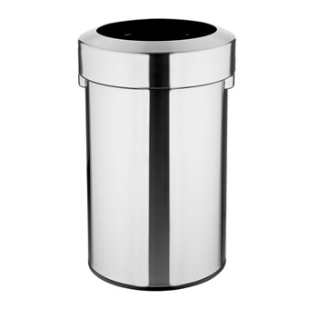 Poubelle en acier brossé Bolero avec couvercle ouvert 70L