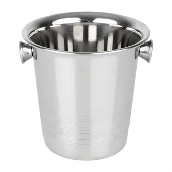 Seau à glace en acier inoxydable avec poignées et rainures Olympia 1050ml