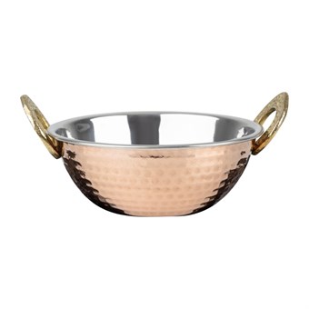 Plat Kadai en cuivre avec poignées en inox revêtement laiton Olympia 400ml