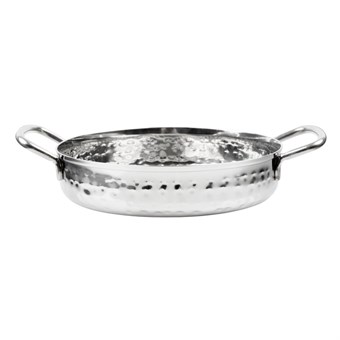 Plat inox martelé double poignée Olympia Table Presentation 150mm