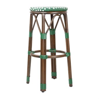 Tabourets de bar Parisian Style PE Rattan Bolero bois foncé verts (Lot de 2)