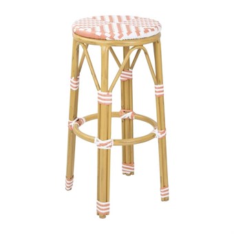 Tabourets de bar en rotin PE style parisien Bolero corail (lot de 2)