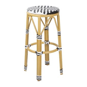 Tabourets de bar en rotin PE style parisien Bolero noirs (lot de 2)