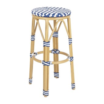 Tabourets de bar en rotin PE style parisien Bolero bleus (lot de 2)