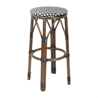 Tabourets de bar en rotin PE style parisien Bolero bois foncé noirs (paquet de 2)